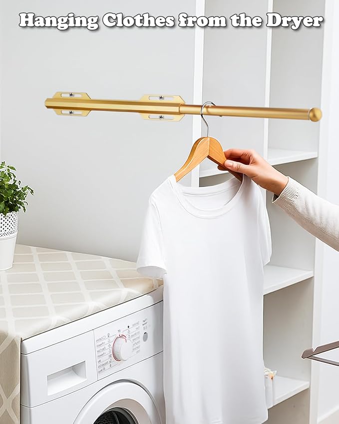 Valet Rod for Closet Pull Out, 12" Adjustable extending closet rod, Standard Retractable closet rod organization rack, Valet Clothing Hanger Rods Extender for Wardrobe Laundry Bathroom (Orange Gold)