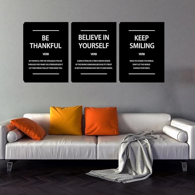 Inspirational Wall Art Canvas Print Office Decor Set of 3 Inspiring Framed Canvas Prints Motivational Posters Quotes Artwork Modern Wall Art Decoration Ready to Hang 16"x24"x3
