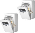 Key Lock Box Wall Mounted, Fayleeko 4 Digit Combination Lockbox for Outside, House Keys - 5 Keys Capacity, Key Safe Security Storage Lock Box for Indoor, Outdoor, Garage, Garden, Store (White, 2Pack)