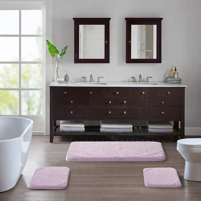 Suchtale Large Extra Soft and Absorbent Shaggy Bath Mat (24 x 60, Lavender) Machine Washable Microfiber Non Slip Bath Mat for Bathroom Floor