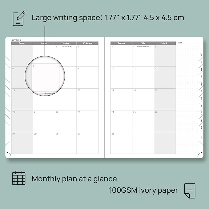 POPRUN Planner 2025-2026, (Large 8.5'' x 10.5'' Hard Cover) Academic Calendar (July 25-June 26) Daily Weekly and Monthly Appointment Book with Hourly Time Slots, Monthly Tabs, 100 GSM - Light Pink