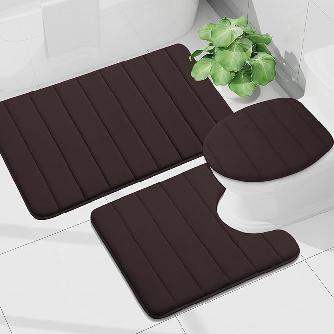Buganda Memory Foam Bath Mat, 47" x 32", Ultra Soft and Non-Slip Bathroom Rugs, Water Absorbent and Machine Washable Bath Rug Runner for Bathroom, Shower, and Tub, Brown