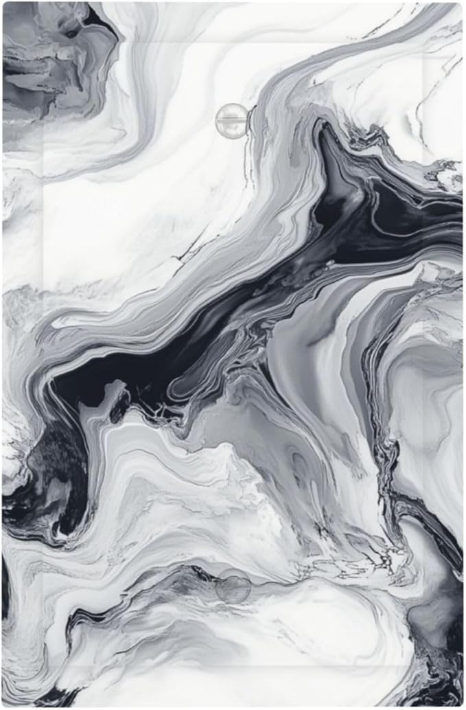 Abstract Marble Ink Texture Grey Marble Print Light Switch Cover Plate 1 Gang No Device Blank Electrical Wall Plates Faceplate Decorative Switch Plate for Bathroom Kitchen Decor