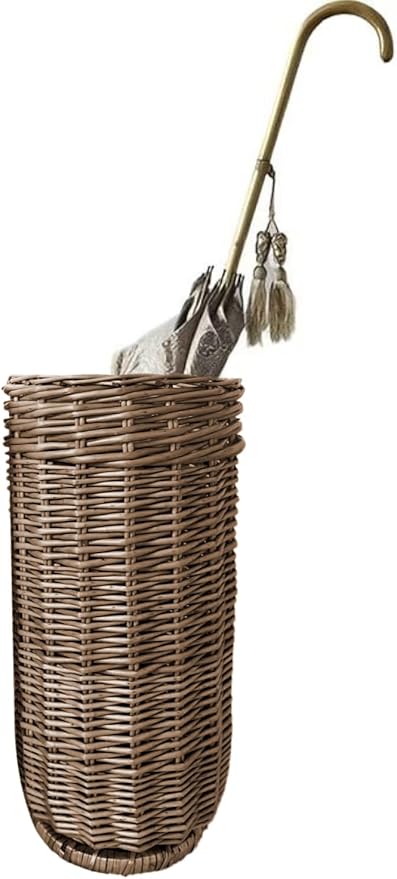 PFLife: Wicker Umbrella Stand Indoor, Umbrella Holder for Entryway, Natural & Handmade Rattan Umbrella Stand for Storing Umbrellas, Walking Sticks & Walking Canes, Drip Tray, Mudroom