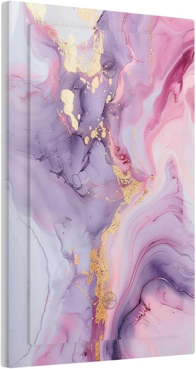 Light Switch Cover Plate Pink Marble Abstract Purple Gold Texture 1 Gang No Device Blank Electrical Wall Plates Faceplate Decorative Switch Plate for Bathroom living Room Decor
