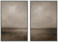 MUDECOR Framed Canvas Print Wall Art Abstract Brown and Taupe Modern Minimalist Misty Landscape Illustrations Modern Art Decorative Bohemian for Living Room, Bedroom, Office - 24"x36"x2 White