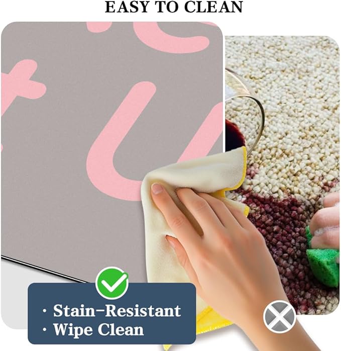 Bath Mat, Bathroom Mat Rugs Super Absorbent Shower Mats Non Slip Quick Dry Thin Rubber Mats for Bathroom Floor Fit Under Door, Shower Rug for Bathtub, Shower, Beige