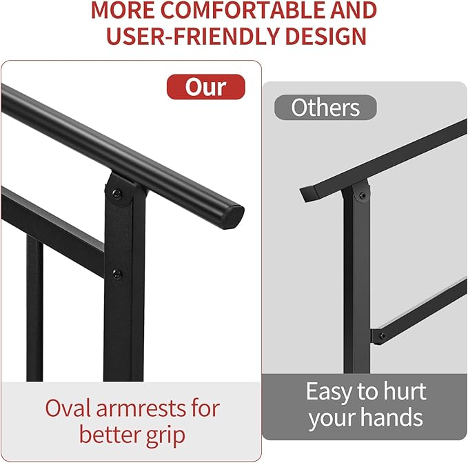 Metty Metal Handrails for Outdoor Steps Suitable for 1 to 3 Steps- Wrought Iron Stair Railing- Step Steady with 3 Feet Handrailing- Safe Indoor Home Banisters (Black)
