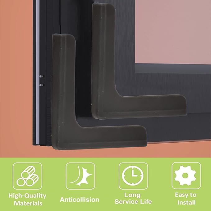 Window Corner Guards, 8Pcs L-Shaped Window Corners Protectors Self Adhesive Silicone Bumper Anti-Collision Table Corner Protectors for Protecting Window Furniture Edge (Black)