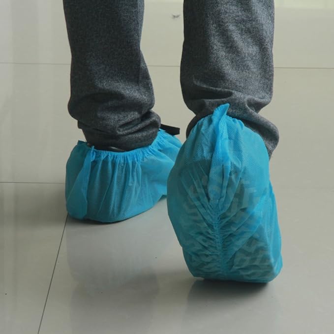 G & F Products Disposable Shoe Covers, Slip-Resistant Booties, Heavy-Duty, Waterproof, Elastic Band, Non-Slip Silicone Sole, Reusable, Protects Floors, Blue 11 Us Men & 13 Us Women, 500 Pcs (250 Pair)