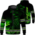 Maddly Hi Vis Reflective Zip Up Hoodie, High Visibility Safety Jacket with Skull Design for runner, worker, trucker, cyclist