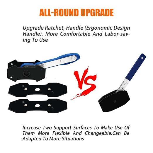 Brake Caliper Compression Tool, Brake Caliper Tool with 360 Degree Swing Ratchets, Caliper Piston Compressor Tool with 2PCS Steel Plates, Brake Caliper Press Tool with Brake Caliper Hooks, Blue