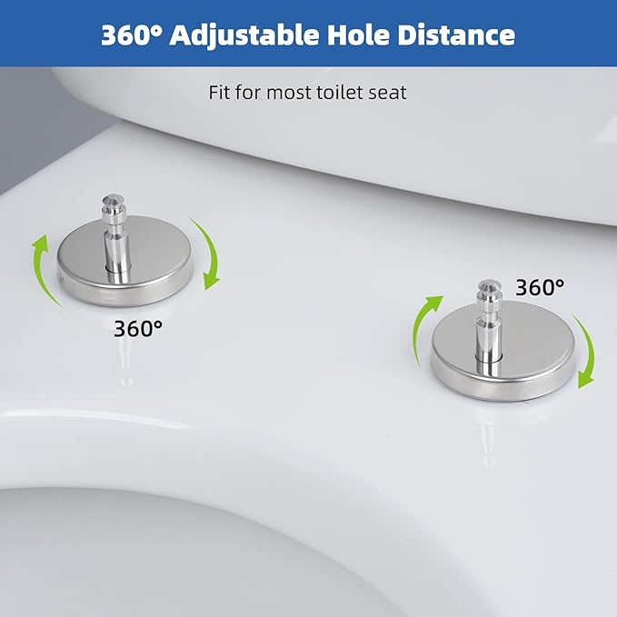 Universal Elongated Toilet Seat with Softclose Cover, One-Click to Quick Release, Compatible with TOTO/Gerber/Kohler Oval Toilet Seats, 2-Pack Toilet Bolts and Nuts, Non-Slip Toilet Bumpers, White