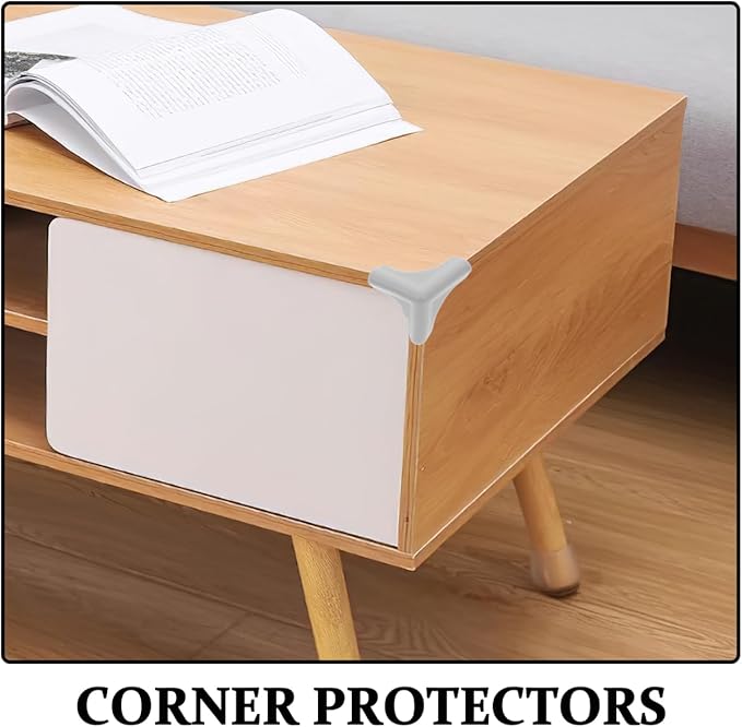ARTIBETTER 4Pcs Grey Silicone Corner Protectors for Range Hood and Furniture, Anti-Collision Table Corner Guards for Home Safety and Edge Protection