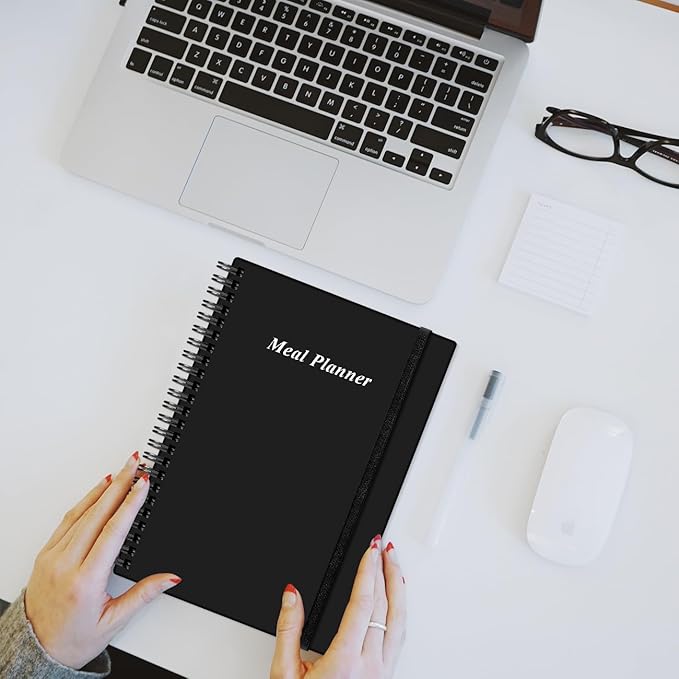 Weekly Meal Planner Notebook - A5 Weekly & Daily Meal Prep Journal with Shopping and Grocery Lists for Menu Planning, 93 Sheets/186 Pages Healthy Diet & Weight Loss Tracking, Undated, 52 Weeks, Lasts