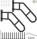 Handrails for Outdoor Steps, Stair Railing Indoor 1-3 Step, Hand Rails for Elderly, Porch Railing & Deck Hand Rail Wall Mount Stair Hand Grab Bars, 2 Pack U-Shape Safety Handle for Garage, Porch