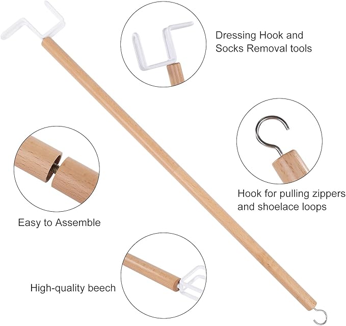 27" Dressing Stick, Sock Remover Tool, Independent Living Aid, Dressing Aids for Shoes, Socks, Shirts, and Pants
