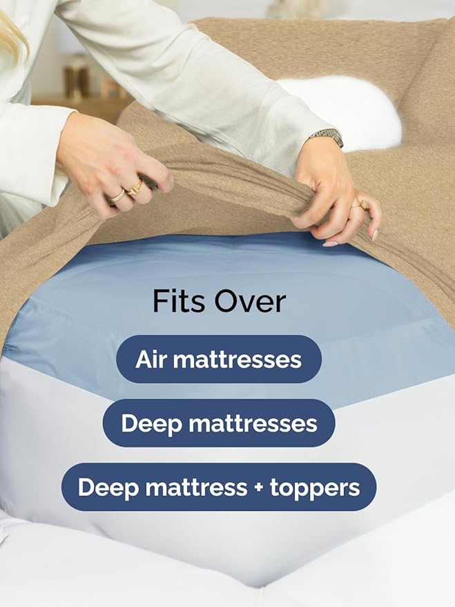 Extra Deep Twin XL Sheet Set - 4 Piece Breathable & Cooling Sheets - Hotel Luxury Bed Sheets Set - Easy Fit - Soft, Wrinkle Free & Comfy Sheets Set - Heathered Tan Sheet Set with Extra Deep Pockets
