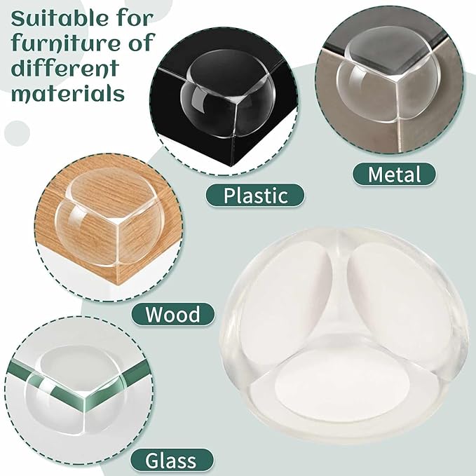 Corner Protector, Baby Proof Furniture Corner Guards, Safety Bumpers & Cushion to Cover Sharp Furniture & Table Edges,Clear and Transparent,Pre-Taped (12 Count Round-Shape(Park of 1))