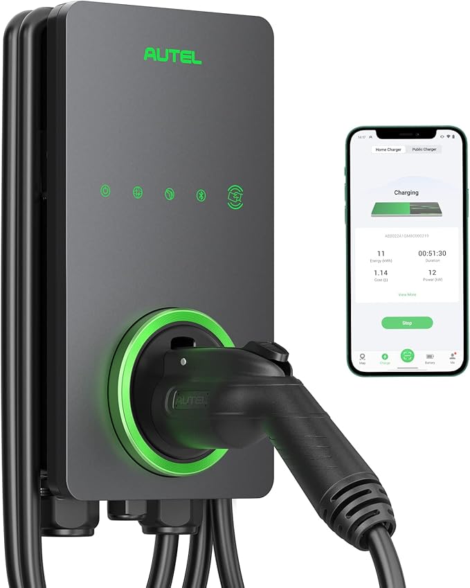 Autel Maxicharger Electric Vehicle (EV) Charger,240V Indoor/Outdoor Car Charging Station with Level 2, Dark Gray