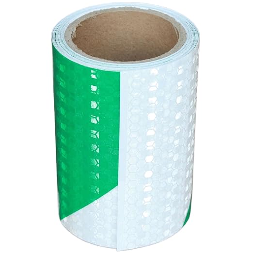 Reflective Tape Green and White 4 inch X 10 feet, Outdoor Waterproof Hazard Conspicuity Warning Industrial Marking Tape