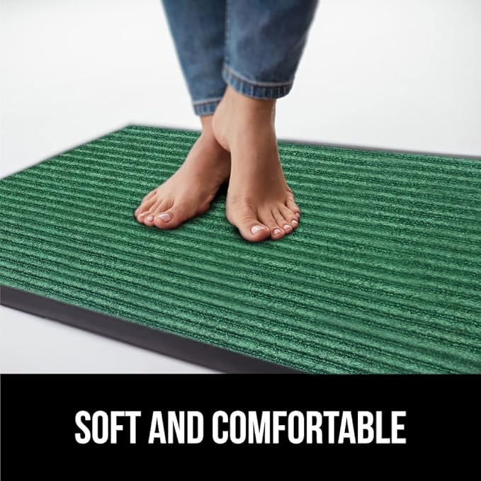 GORILLA GRIP Waterproof Traffic Guard Door Mat, 47x35, Heavy Duty Entryway Mats, Strong Rubber Back Commercial Utility Rugs for Office Hallway, Garage Floor and Home, Low Profile Carpet Runner, Green