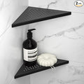 8'' Corner Shower Shelf 2 Pack, 304 Stainless Steel Grout in Bathroom Shelves, Recessed Shelf Rack for Tiled Wall, No Drilling Needed (8'', Black)
