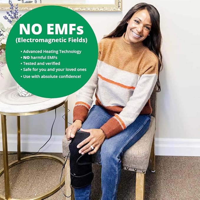 Knee Far Infrared Heating Pad | EMF-Free Natural Jade Stones | Adjustable Temp & Timer | Knee Pain Relief Heating Pads for Women and Men | Portable & Lightweight