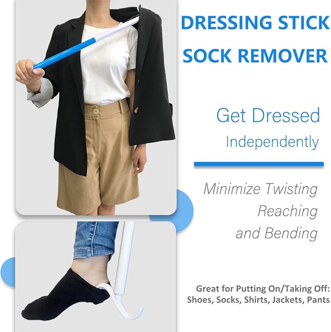 6PC Hip Kit, Hip Replacement Kit After Surgery,Hip Kit for Seniors Total Hip Replacement Prime-Grabber, Sock Aid,Shoehorn&Dressing Stick,Leg Strip,Back Scratcher,Bath Loofah, Hip Kit with Leg Lifter