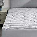 SLEEP ZONE Full Size Cooling Mattress Pad for Double Bed, Premium Zoned Quilted Mattress Topper, Wrap Around Mattress Protector Cover, Machine Wash Durable, Deep Pocket 8-21 inch, Silver Grey, Full