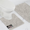GORILLA GRIP Bathroom Rug Sets, Soft Chenille 2 Piece Area Rugs Set, Toilet Base Mat and 30x20 Carpet, Absorbent Microfiber Washable Mats Dry Quickly, Home Décor and Bath Room Accessories, Lt Gray