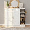 Shoe Cabinet for Entryway with Doors & 3 Open Racks, 4 Adjustable Shelves Storage Organizer for Hallway, Closet, Living Room
