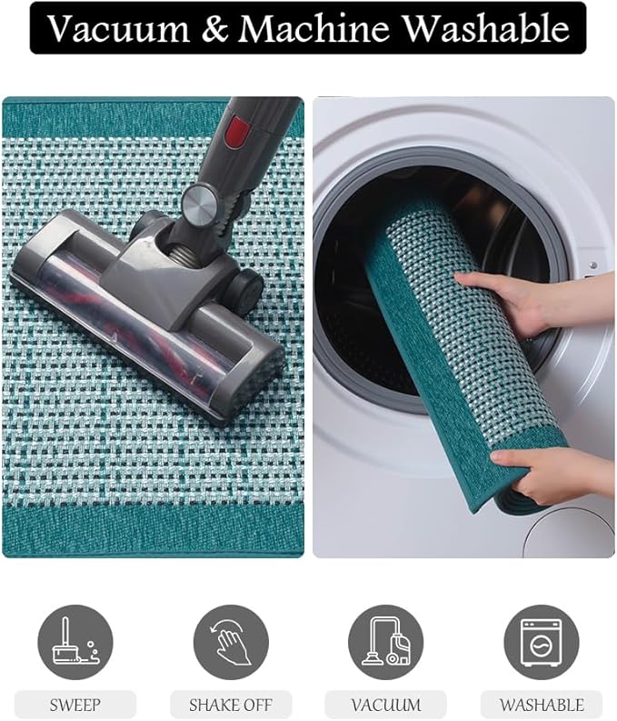 PADOOR Kitchen Mats for Floor, Kitchen Rugs Non Slip Washable, Rubber Backed Kitchen Runner Super Absorbent Kitchen Floor Mat Sink Rug, 20"x32" Teal