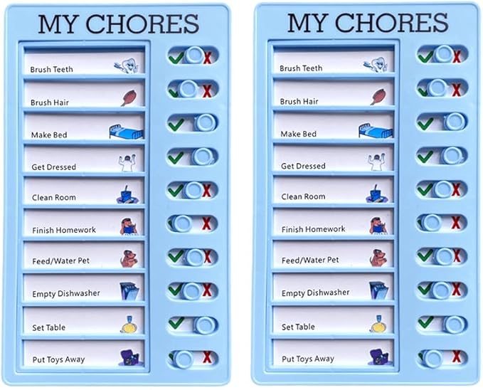 2 Pcs Chore Chart for Adults to do List My Chores Checklist Task Board Sliding Routine Chart for Kids, Memo Boards Slider Schedule DIY Detachable Daily Checklist Planning Table (2Pcs Blue My Chores)