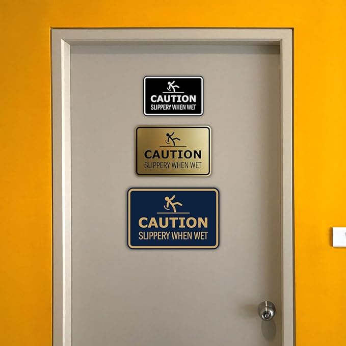 Signs ByLITA Classic Framed Caution: Slippery When Wet Door or Wall Sign Easy Installation | Health And Safety | Building And Warning Sign (Red) - Large
