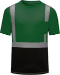 High Visibility Shirts Quick Dry Safety T Shirts with Reflective Strips and Pocket Short Sleeve Mesh Hi Vis Construction Work Class 2 Shirt for Men/Women Black Bottom Green,6XL