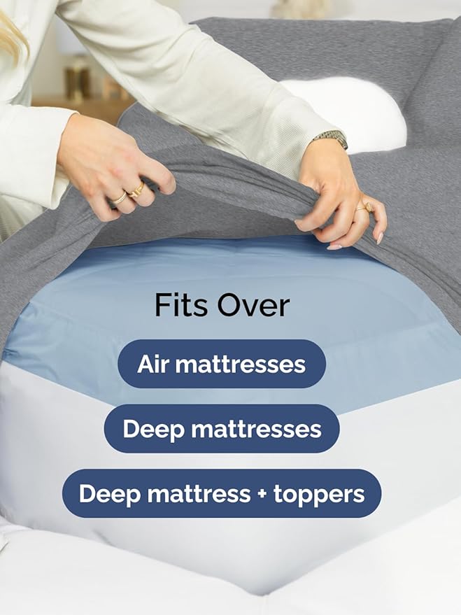 Extra Deep Twin XL Sheet Set - 4 Piece Breathable & Cooling Sheets - Hotel Luxury Bed Sheets Set - Easy Fit - Soft, Wrinkle Free & Comfy Sheets Set - Heathered Grey Sheet Set with Extra Deep Pockets