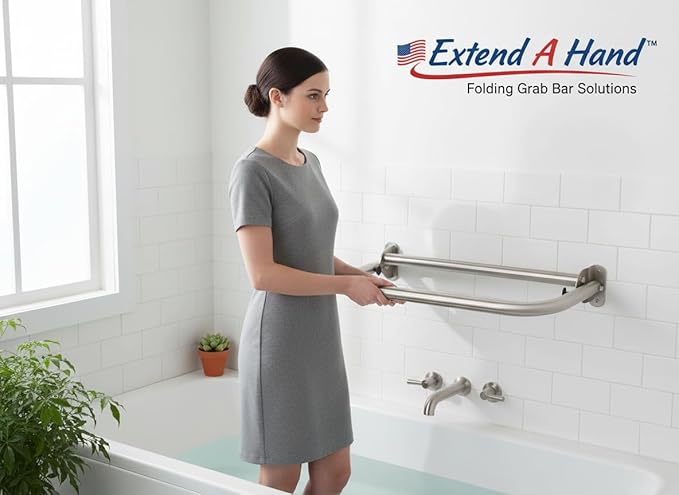 Extend-A-Hand Grab Bar Extension 24"x12"| Heavy-Duty Bathroom Safety Handrail, Non-Slip Stainless Steel Support Grab Bar for Elderly, Disabled & Injury Recovery.