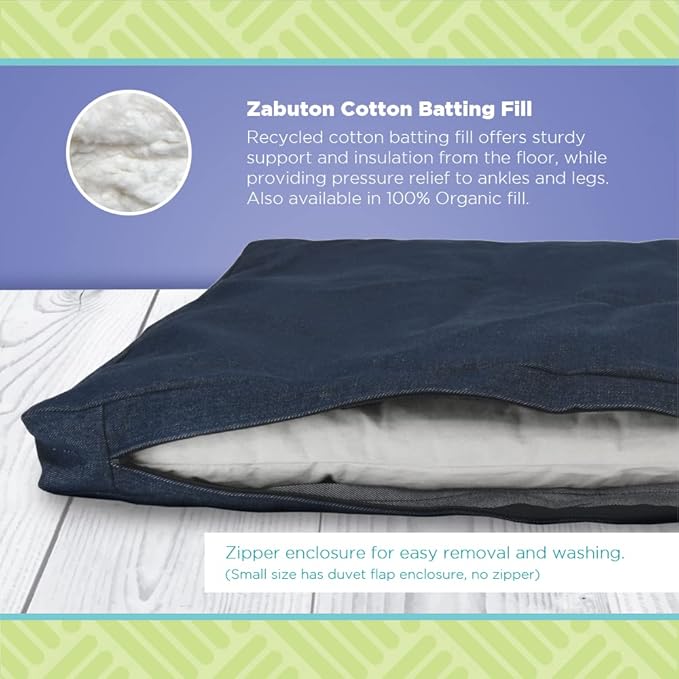 Zabuton Meditation Cushion for Workout - Supportive Yoga Floor Seat Cushion for Comfort & Posture Support - Natural Washable Cotton Fill kneeling Pad - Made in USA - Premium 32x26x3, Navy