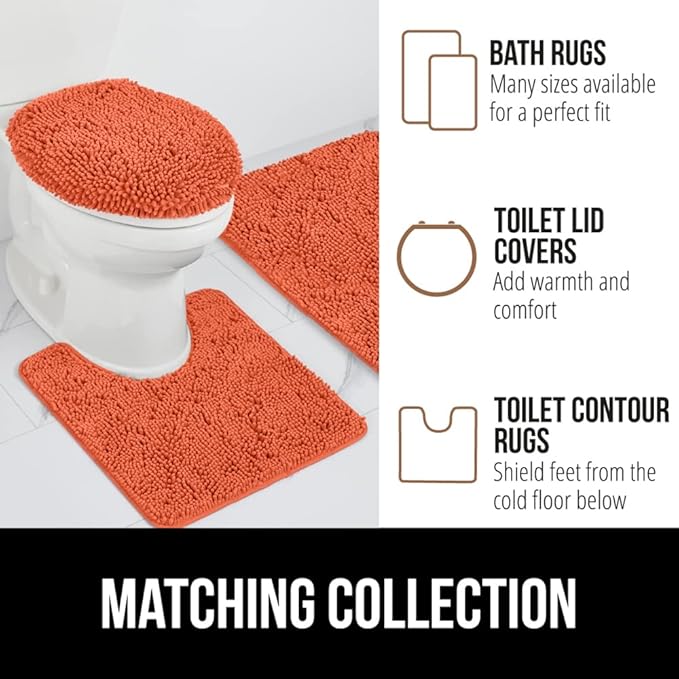GORILLA GRIP Bath Rug Mat 60x24, Thick Soft Absorbent Chenille, Quick Dry Microfiber Mats, Rubber Backing Washable Shower Floor Rugs, Bathmat Runner, US Designed Bathroom Home Decor Accessories Coral