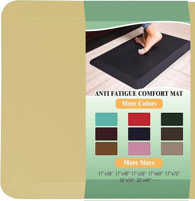 1" Extra Thick Anti Fatigue Floor Mat 40" L x 20" W,Kitchen Mat, Standing Desk Mat,140D Advanced PU Foam Ergonomic Comfort at Home, Office, Garage, Sink (Yellow)