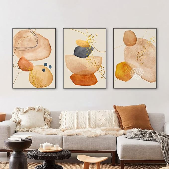 QKF Modern decor Minimalist Abstract framed Canvas Large Wall Art For Living Bedroom Bathroom Room Paintings posters Home Decoration posters & prints 16“X 24” wall art set of 3