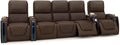 Seatcraft Apex Zero-Gravity CoolZero Italian Leather Home Theater Seating, Powered Headrest, Powered Lumbar, Powered Recline, Row of 5 Middle Sofa, Brown
