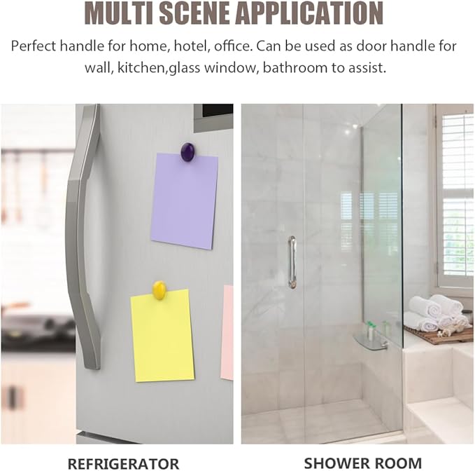 Housoutil No Drilling Shower Handle, 2PCS Powerful Suction Cup Bathroom Handles, Glass Door and Window Grab Bar for Bathroom Sliding Doors, Cabinets, Wardrobes