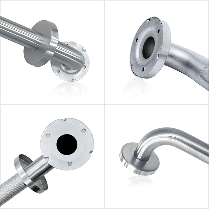 2 Pack 18 inch Shower Grab Bar with Knurled Anti-Slip Grip, ADA 500lbs Supporting, Grab Bar for Bathroom with Concealed Screws, Stainless Steel Chrome Polished Handicap Grab Bar for Christmas Gifts