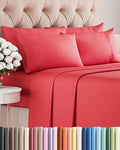 Queen 6 Piece Sheet Set - Cooling & Breathable Bed Sheets - Hotel Luxury Bed Sheets for Women, Men, Kids & Teens - Comfy Bedding with Deep Pockets & Easy Fit - Soft and Wrinkle Free - Queen Red Sheets