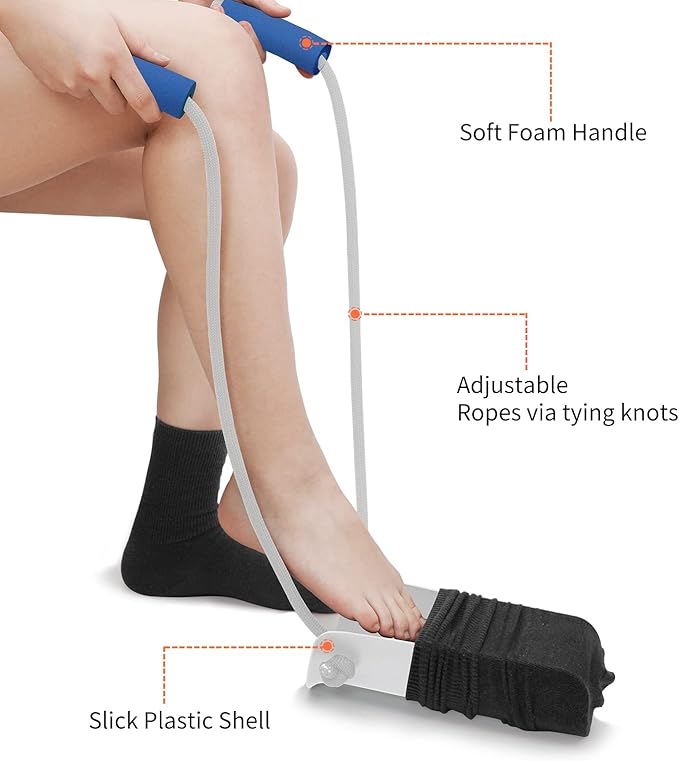 Kekoy 7 In 1 Hip Kit, Knee Back Surgery Hip Replacement Recovery Kit With 32" Grabber Reacher Tool,Sock Aid Device for Seniors,Shoe Horn Long Handle & Dressing Stick,Leg Lifter,Bath Sponge,Storage Bag