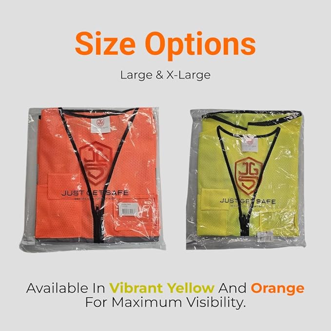 High-Visibility Safety Vests – Pack of 3, Reflective vest, Front Zipper & Utility Pockets for Maximum Safety