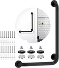 Matte Black Angled Grab Bar 16x24 Inch, iHansee Bathroom Safety Bar w/Anti-Slip Knurled Grip, Wall Mount L Shaped Shower Handle for Elderly Senior Handicap, Toilet Bathtub Balance Support Handrail