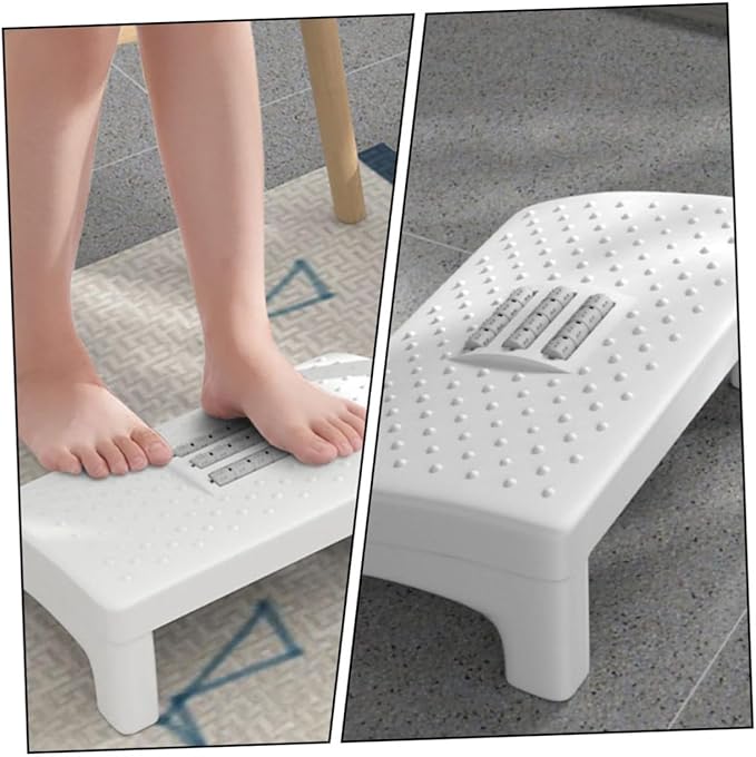 Household Footstool White with Massage Rollers Office Foot Rest Stool Ergonomic Foot Support Step for Improved Leg and Back Comfort
